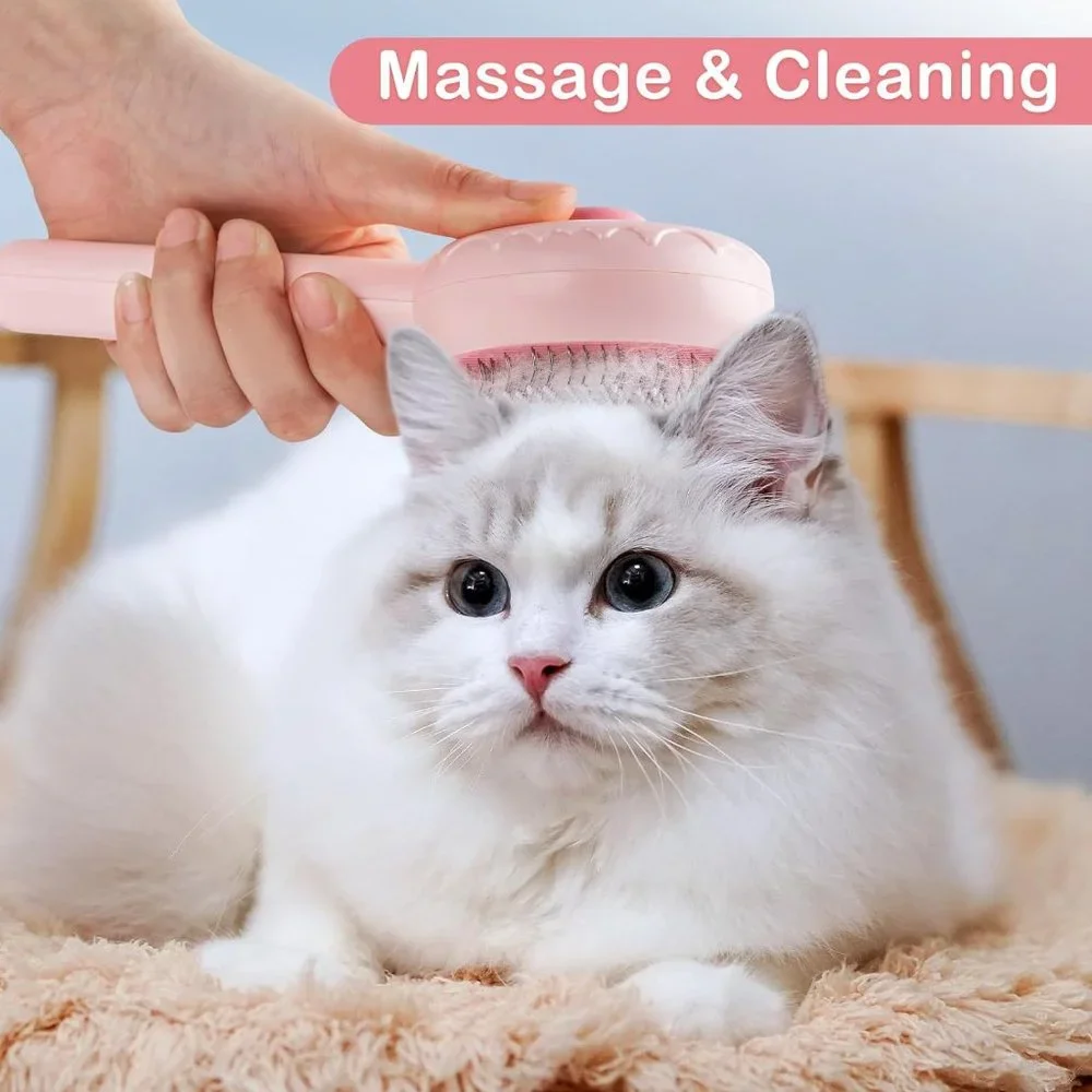 Pet Hair Cleaner Brush,Cat Grooming Brush with Self-Cleaning Button,Pet Shedding